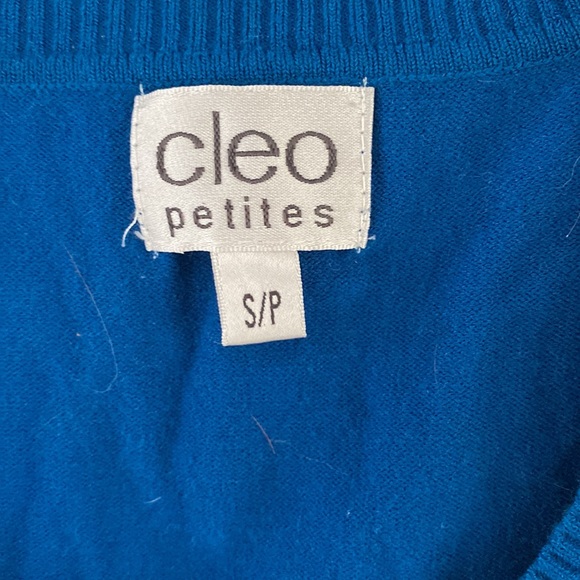 CLEO PETITES belted vest tank knit blue turquoise teal small - Picture 2 of 4